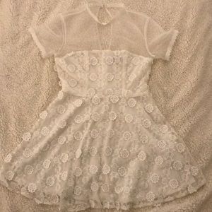 Forever 21 white flower & organza mini dress